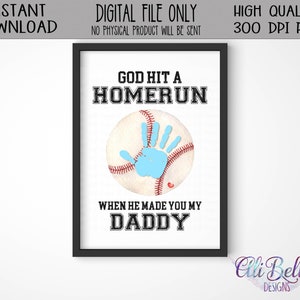 Artisanat de baseball pour la fête des pères| Cadeau papa empreinte de main | Dieu a frappé un coup de circuit | Papa | Artisanat d'empreintes de main| Souvenir d'empreinte de main| Bricolage | Papa MVP