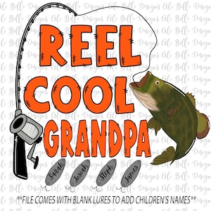 Nonno fantastico/ Design scaricabile tramite sublimazione/ Festa del papà/ PNG per la festa del papà/ Personalizzato/ Canna da pesca/ Pesce/ Disegnato a mano/