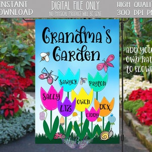Grandma&#39;s Garden Flag |Mother&#39;s Day | Personalized Garden Flag| Garden Flag Digital Download| PNG| Sublimation Design Download| Grandma Gift