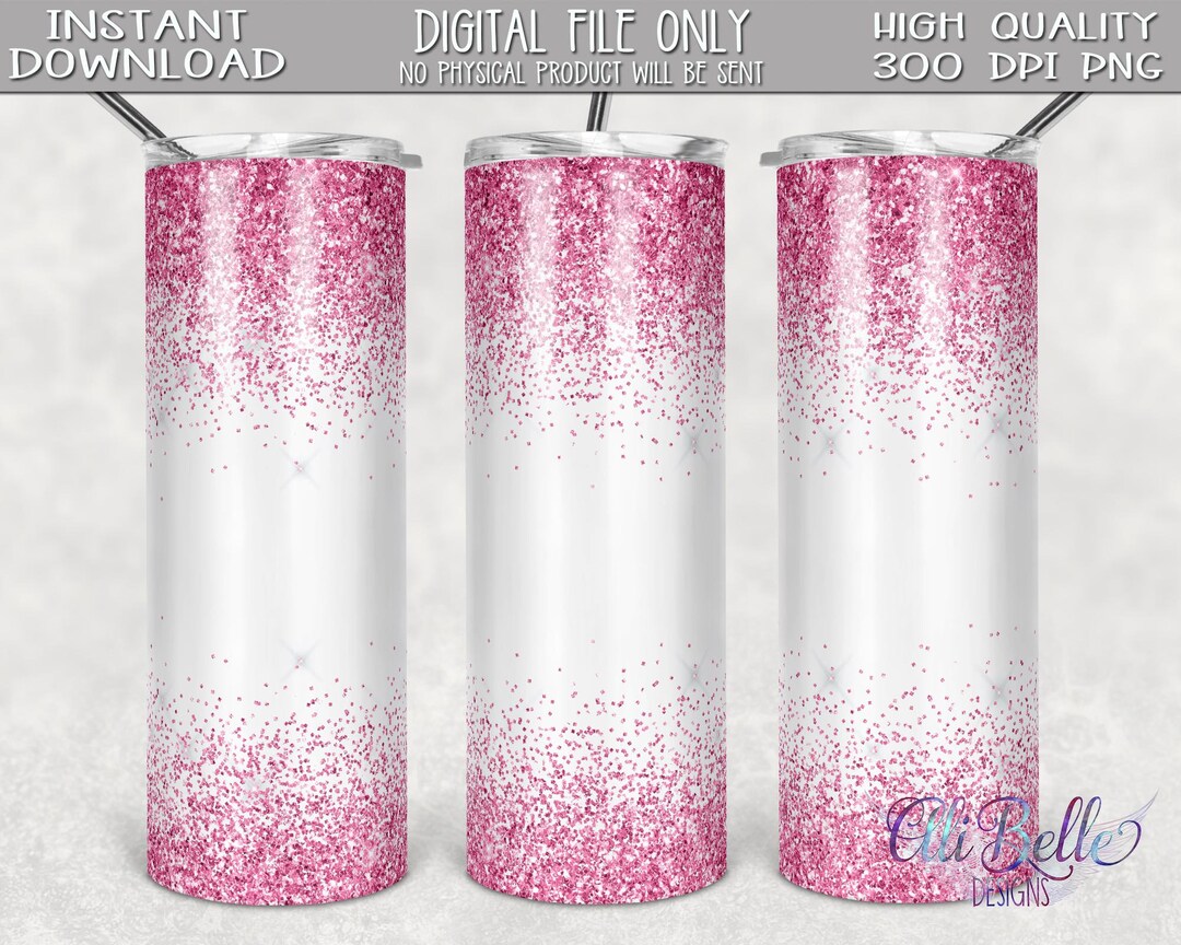 20 Ounce Skinny Tumbler Sublimation Design Download| Hot Pink Glitter ...