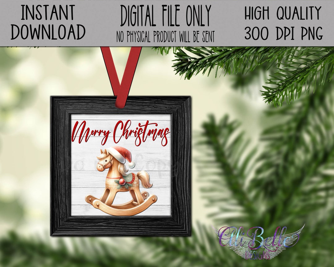 Merry Christmas Ornament Digital Download PNG Rocking - Etsy