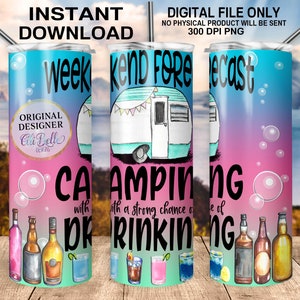 Smalle beker van 20 oz| 20 oz magere sublimatie bekersjabloon| Weekendvoorspelling| Kamperen| Kans drinken| Dagdrinken| Camper