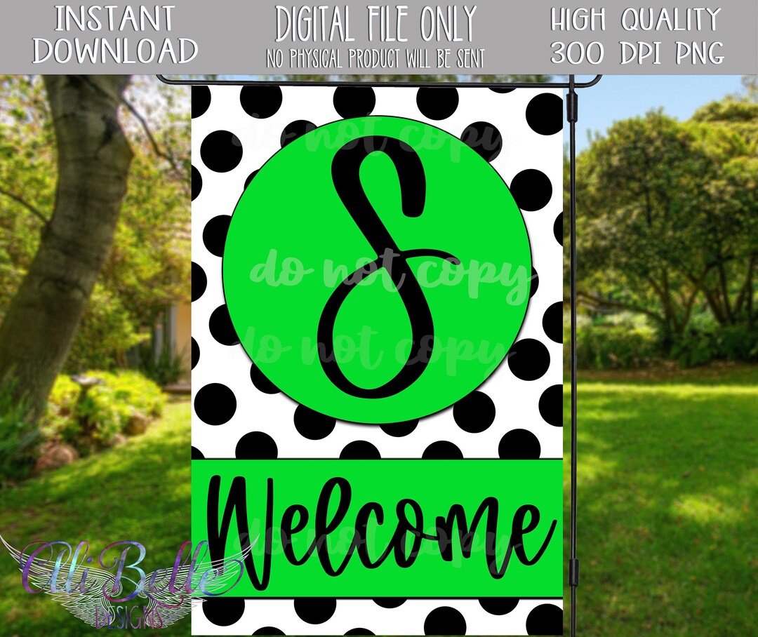 Garden Flag Design Garden Flag PNG Black White Green Polka Etsy