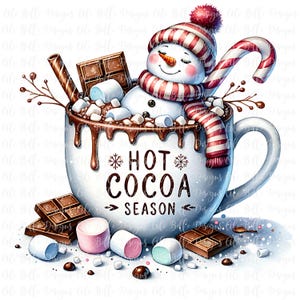 Boneco de neve Chocolate quente PNG, Temporada de chocolate quente PNG, Download de design de sublimação, Temporada de chocolate quente PNG, Caneca, Inverno png, Aconchegante png