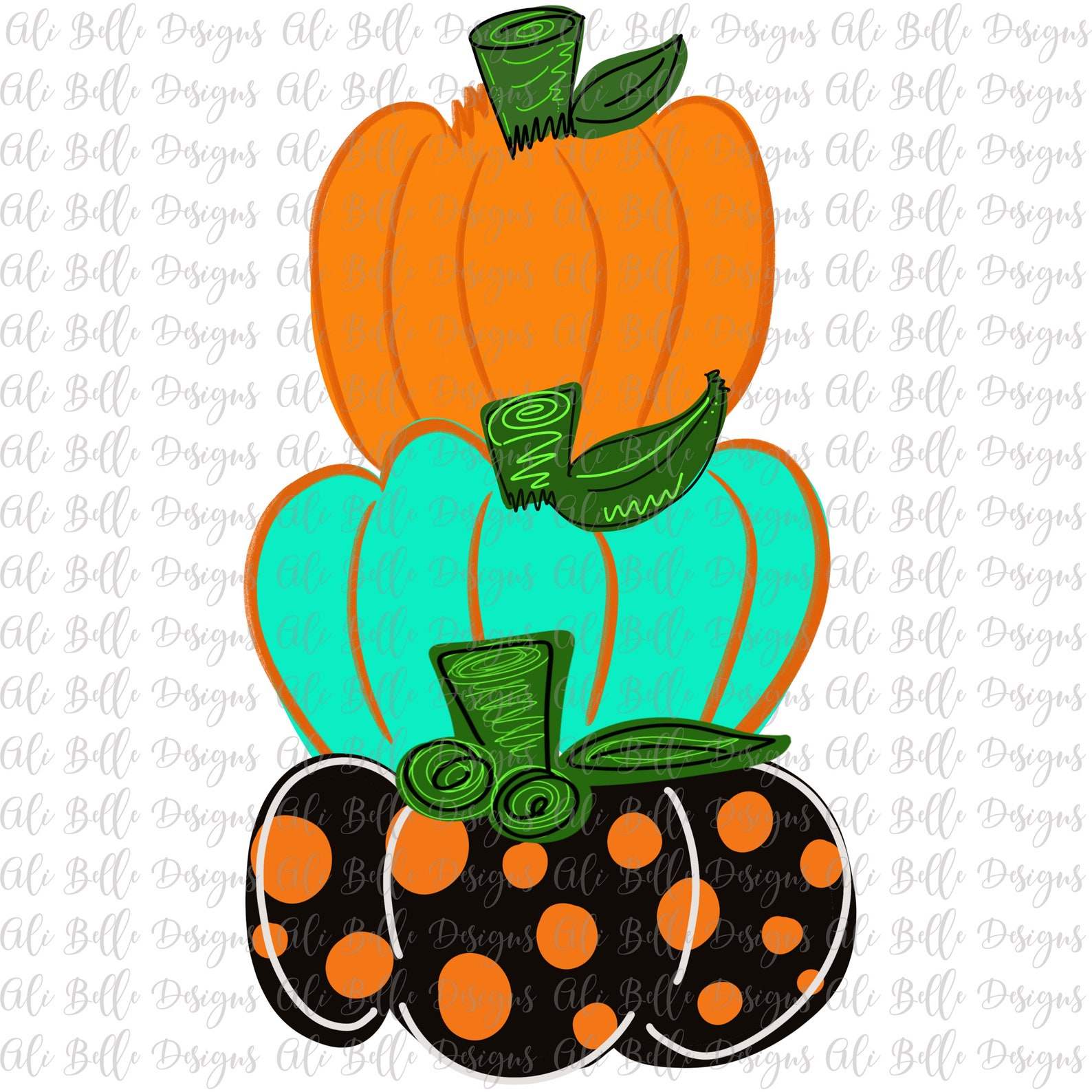 Whimsical Pumpkins Hand Drawn Pumpkin Stack Hand painted Etsy