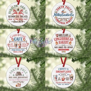Christmas Ornament Bundle | Farmhouse| Vintage Christmas Ornament| Sublimation| Instant Download|  Christmas Round Ornament| North Pole