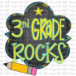 Back to School, 3rd Grade Rocks, Third Grade, boy design, hand drawn, Shirt Design, First Day of School, Doodle, Sublimation, PNG, Instant