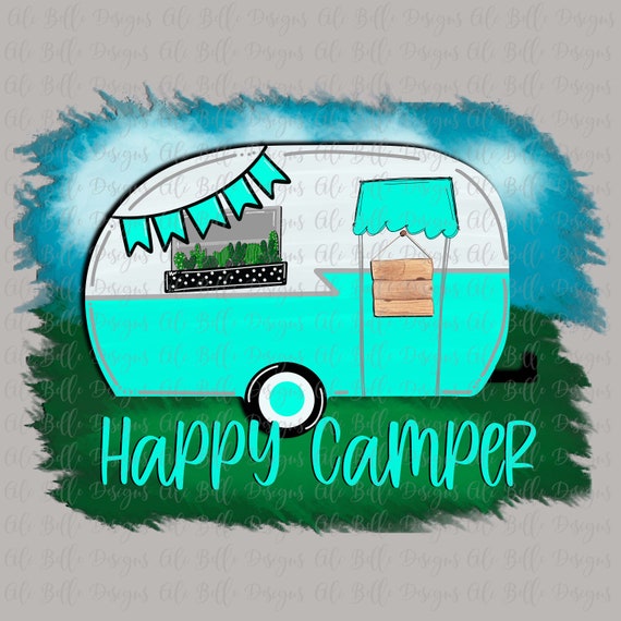 Happy Camper Sublimation Design Download Retro Camper | Etsy