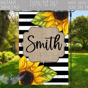 Sunflower Garden Flag Design| Garden Flag PNG| Sunflower| Burlap | Sunflower Spring Flag| Sunflower Summer Garden Flag| Stripes| Personalize