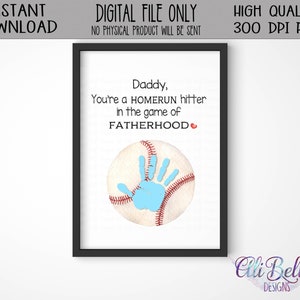 Artisanat de baseball pour la fête des pères| Cadeau papa empreinte de main | Homerun Hitter Paternité | Artisanat d'empreintes de main| Souvenir d'empreinte de main| Bricolage | Papa MVP