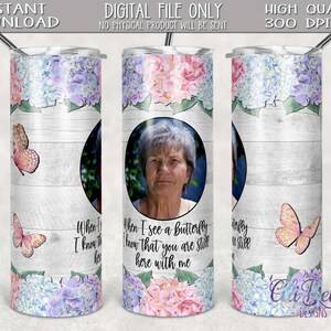20 oz skinny tumbler design| 20 oz skinny tumbler template sublimation| Photo Tumbler| Picture Tumbler| Memorial Tumbler| Butterfly Memorial