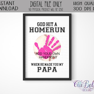 Artisanat de baseball pour la fête des pères| Empreinte de main cadeau PAPA | Dieu a frappé un coup de circuit | papa | Artisanat d'empreintes de main| Souvenir d'empreinte de main| Bricolage | MVP | papa