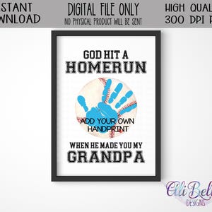 Artisanat de baseball pour la fête des pères| Empreinte de main cadeau grand-père | Dieu a frappé un coup de circuit | Grand-père | Artisanat d'empreintes de main| Souvenir d'empreinte de main| Bricolage | MVP grand-père