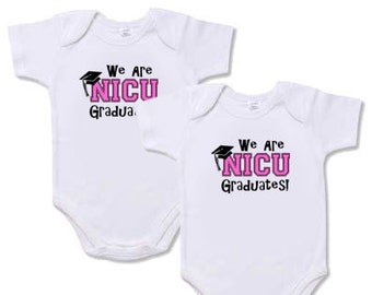 Twin Girl Clothing - Set of 2 "We Are NICU Grads!" Onesies for Twins Girls, Twin Girl Clothes, Twin Baby Clothing, Twin Baby Girl Gift