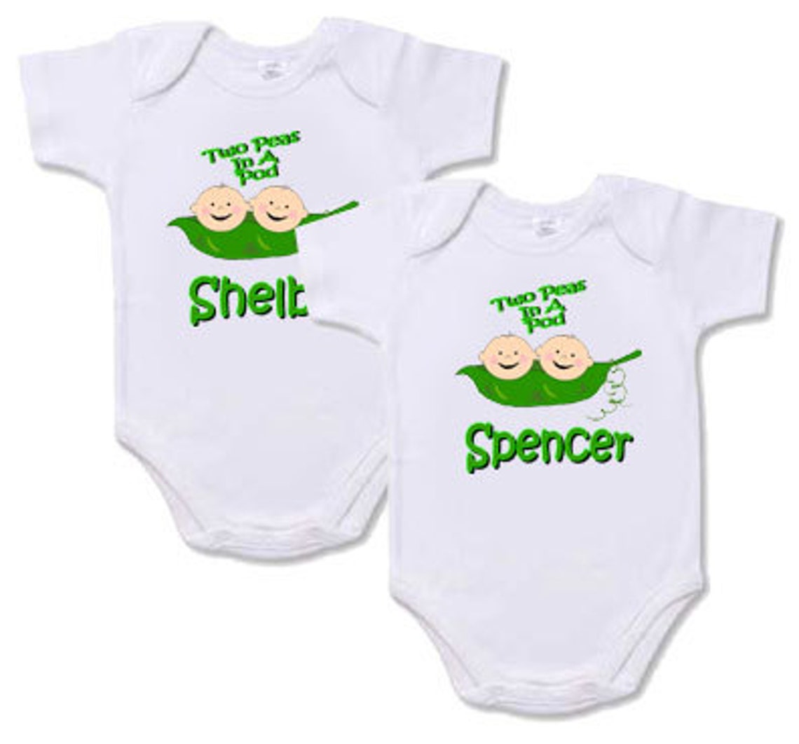Preemie Twin Onesies Set of 2 two Peas in A Pod Onesies for Preemie Twins, Twin Clothing, Twin