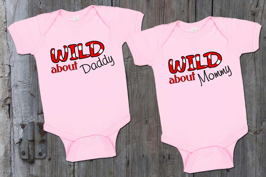 Wild About Mommy/daddy Onesies for Twin Girls, Twin Girl Clothes, Twin