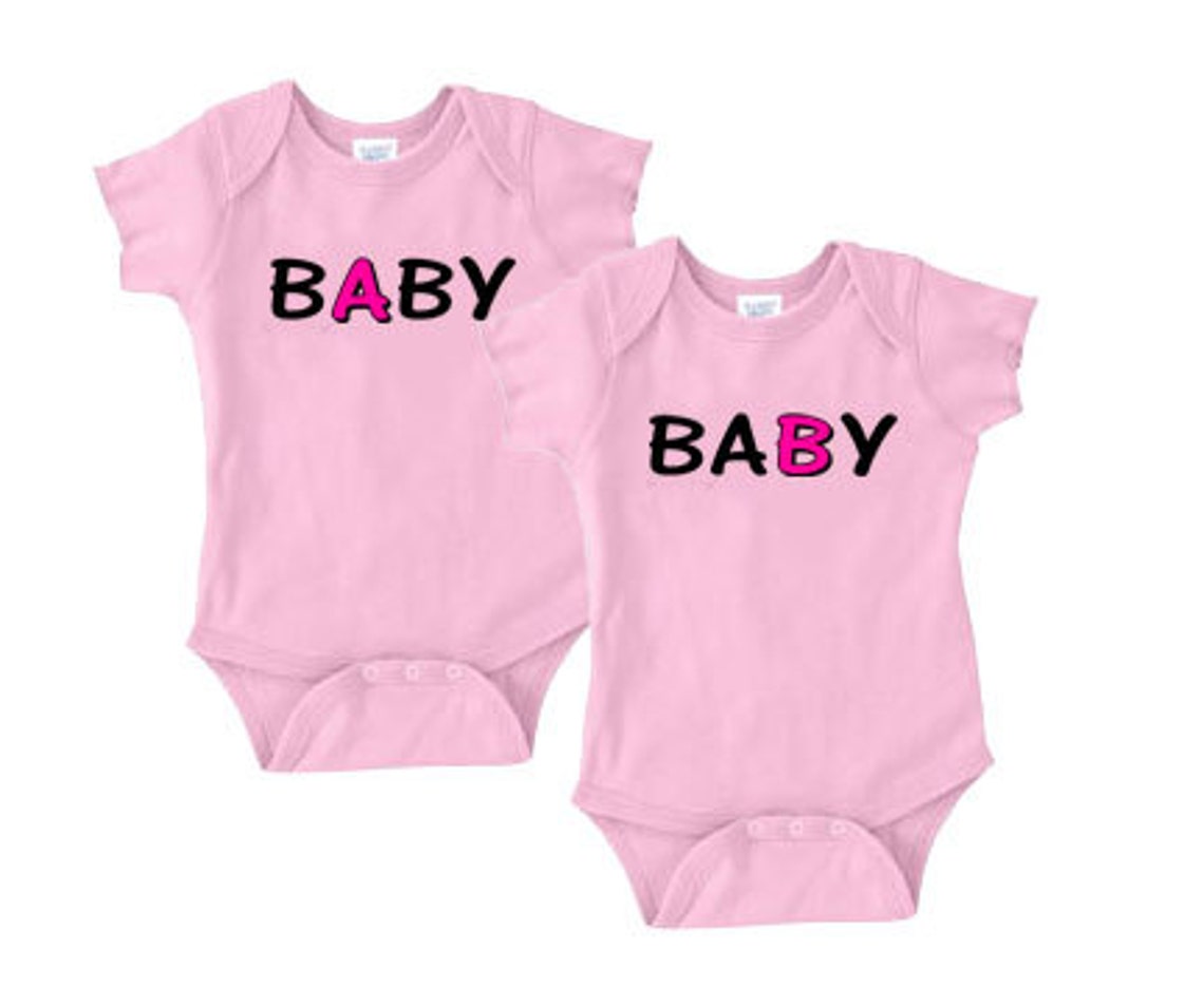 Twin Onesies Baby A Baby B Onesies for Twin Girls Etsy