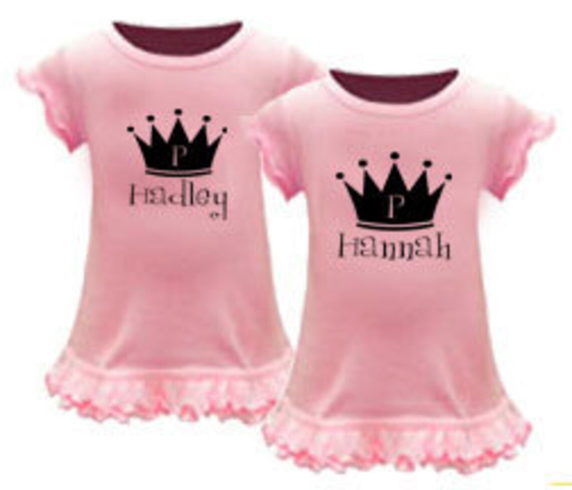 Twin Clothing Set of 2 Personalized Twin Princess Dresses, Twin Girl