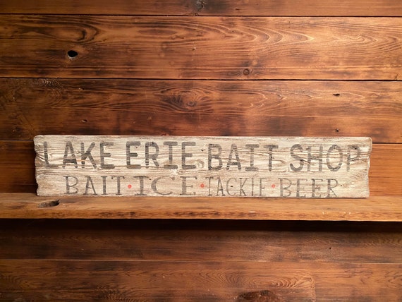 Lake Erie Sign Bait Shop Sign Man Cave Decor Wooden Fishing Sign Great  Lakes Sign Vintage Fishing Sign Wooden Bait Shop Sign -  Canada
