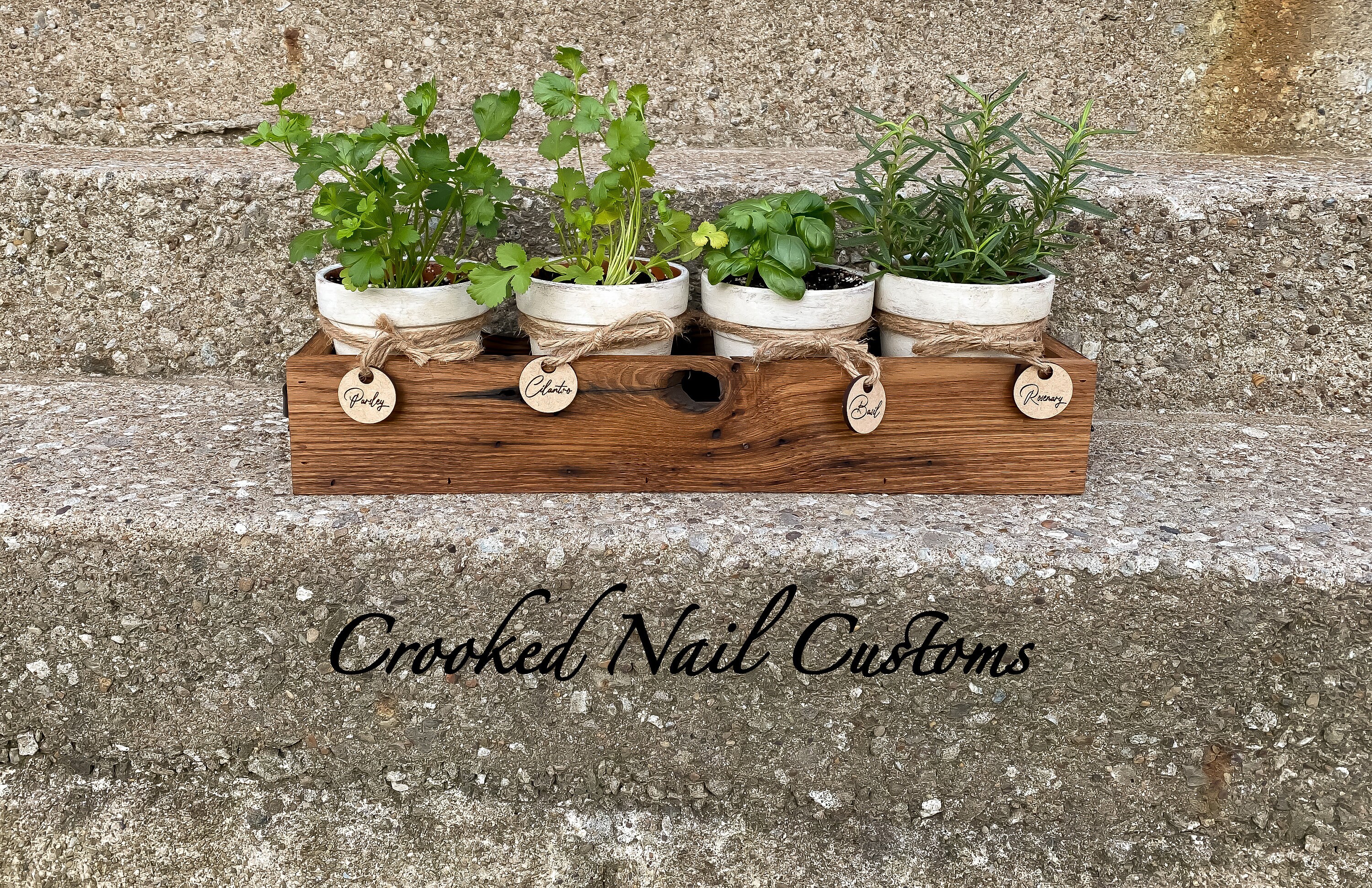 Herb Planter | Herbs | Barnwood Box | Herb Tags | Herb Garden | Herb …