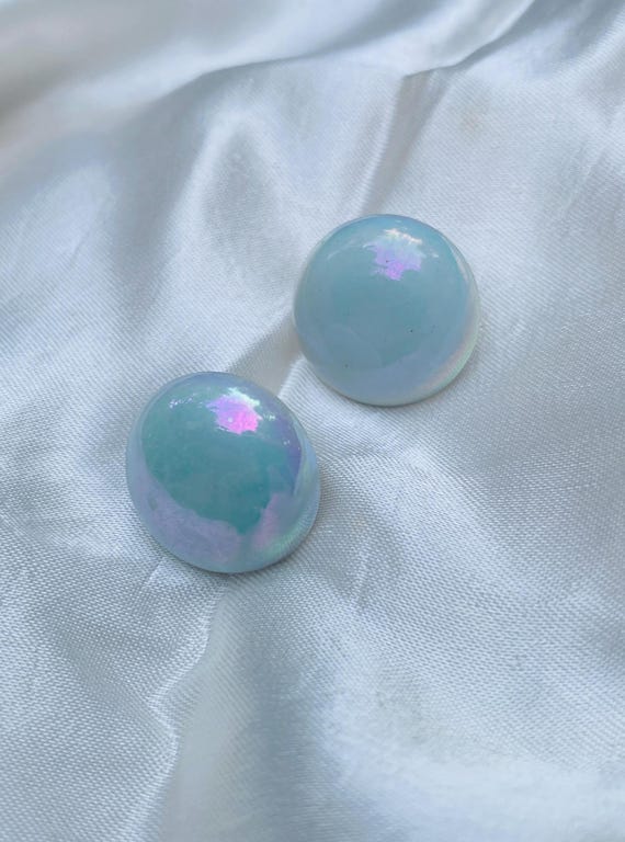 Blue Dome Iridescent Bubbles Studs Posts Statemen… - image 1