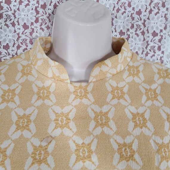 Vintage 60s Nie's yellow cream gold floral Bell s… - image 3