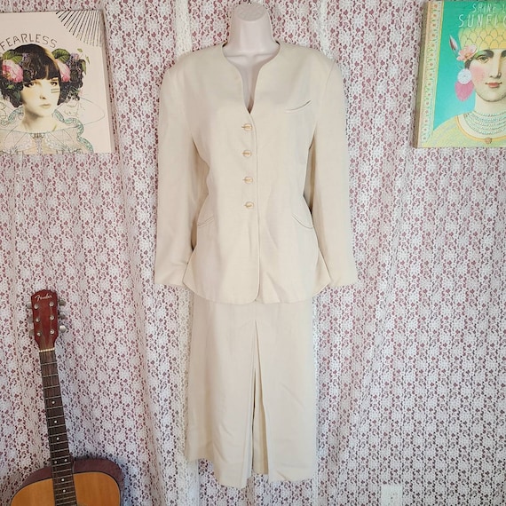 Vintage 80s 90s Jacques vert cream suit blazer and