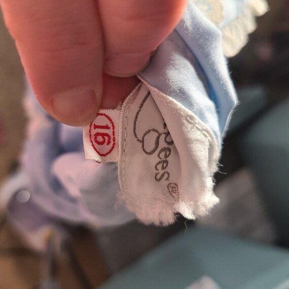 Vintage 60s Loungees powder blue floral lace hous… - image 8