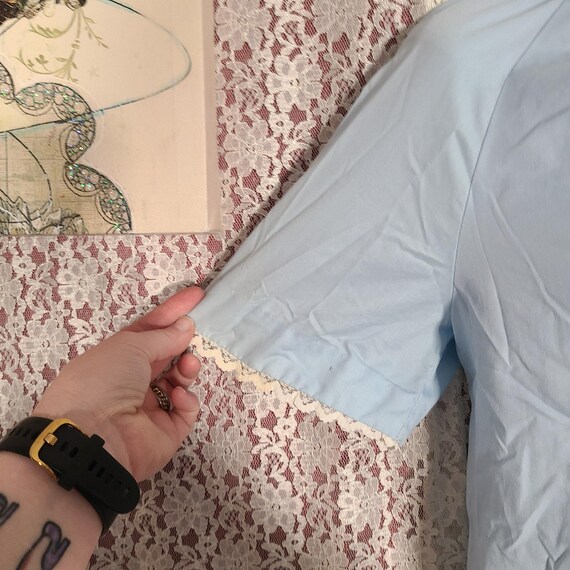 Vintage 60s Loungees powder blue floral lace hous… - image 4