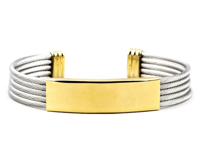 Steel Cable Cuff 304 Stainless Steel Silver /& Gold