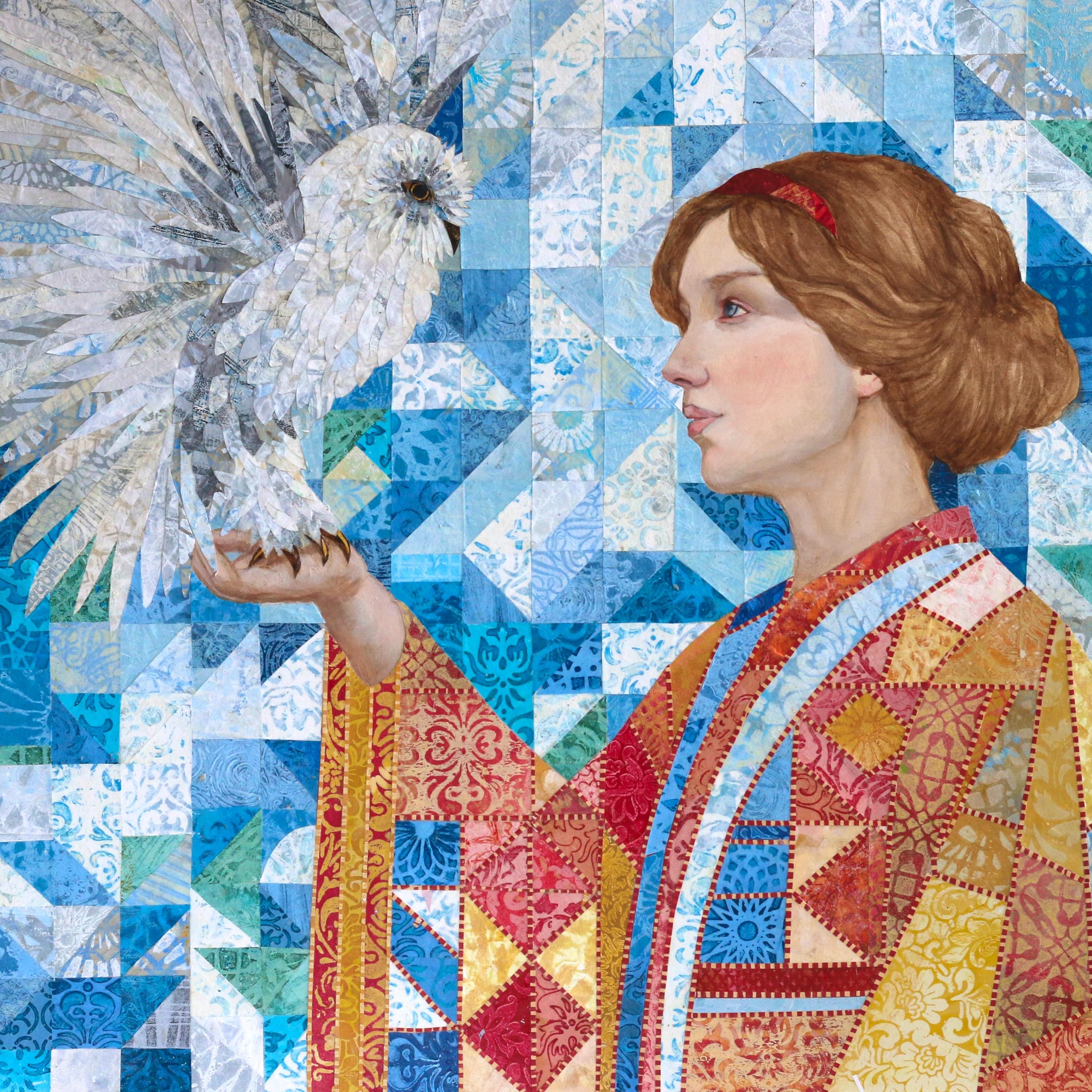 Owl Heavenly Messenger - Fine Art Print, Owl, Giclee Wall Art, Collage Art