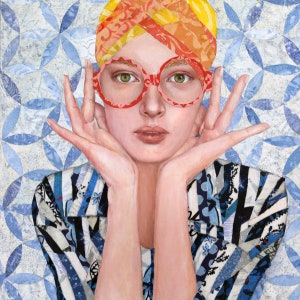 Look-Fine Art Print, Whimsical Art, Sunglass Art, Giclee Print, Trendy Fashion Art, Woman Fashion, Vintage Print, Turban Woman Art