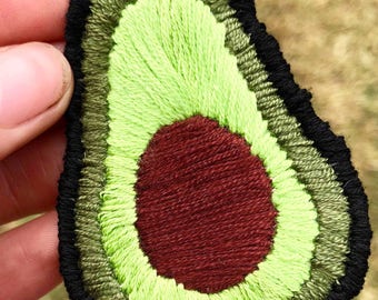 Avocado Hand Embroided Iron On Patch