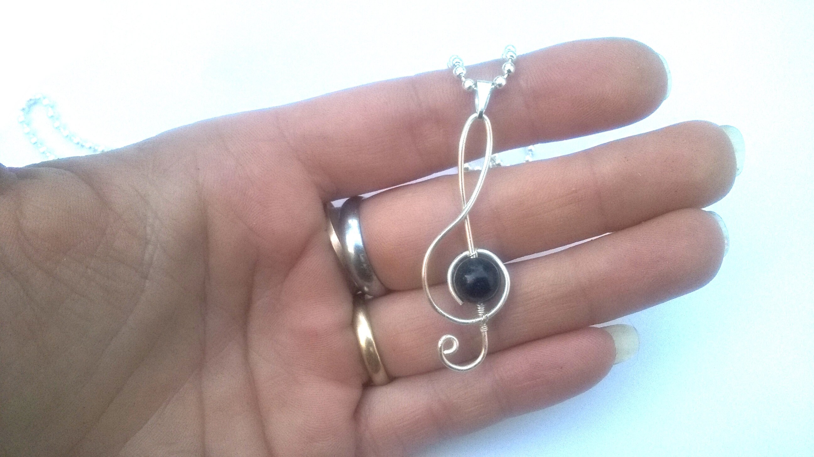 Musical Note Necklace Wire Wrapped Treble Clef Music Note Etsy UK