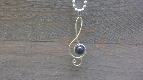 Al Note Necklace Wire Wrapped Treble Clef - Wire Wrapped Treble Clef Pendant Al Note Necklace Wire Wrapped Treble Clef - Wire Wrapped Treble Clef Pendant