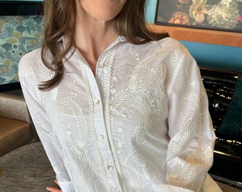 White on white blouse