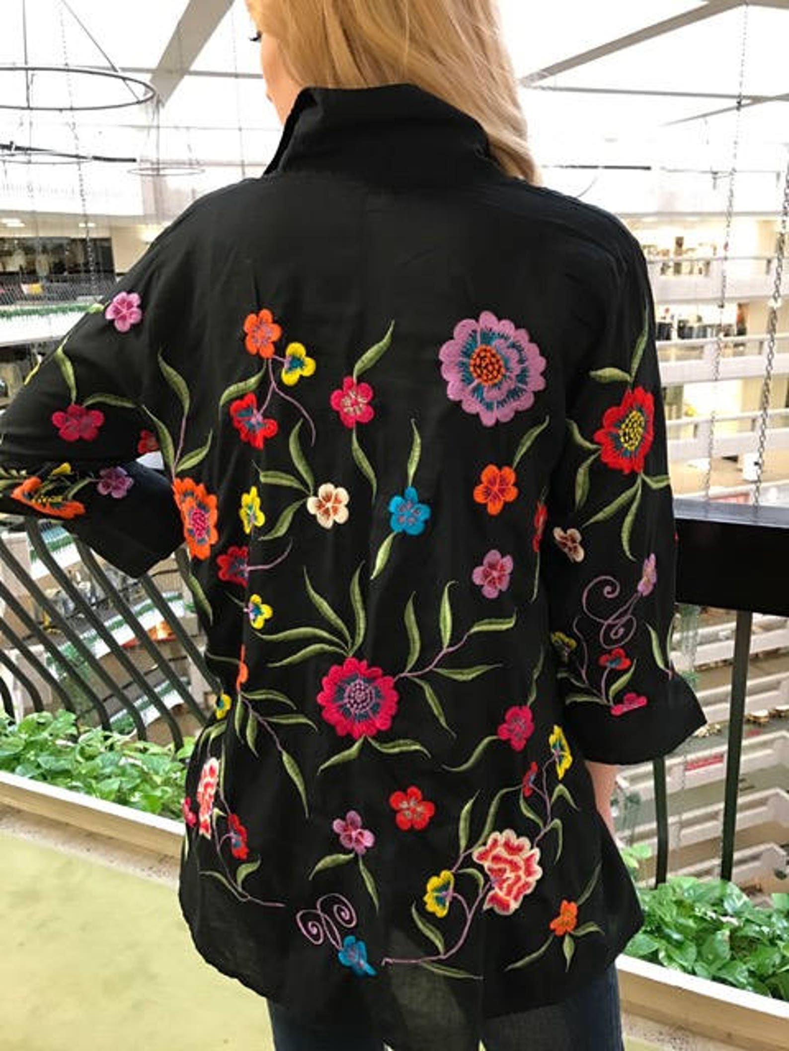 Mexican Embroidered Blouse, Plus Size Blouse, Oxacan Style Blouse, Hand