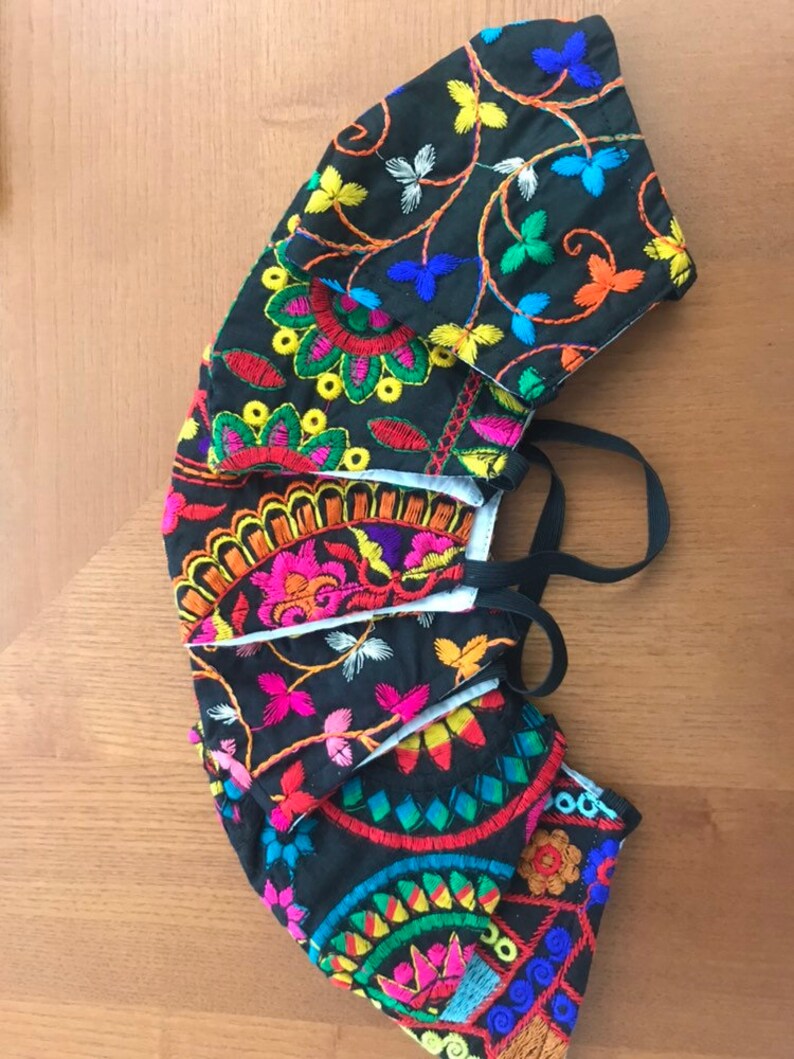 Mexican Style Embroidered Face Masks Washable Hand Etsy