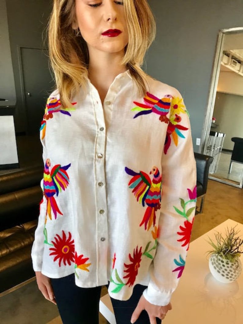 Karuna Blouse - Mexican Fiesta Black with Pink and Blue Petals main image 1