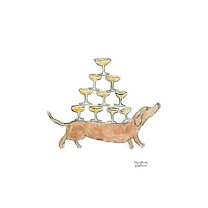 Dachshund Serving Champagne