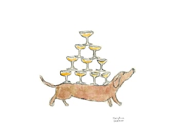 Dachshund Serving Champagne