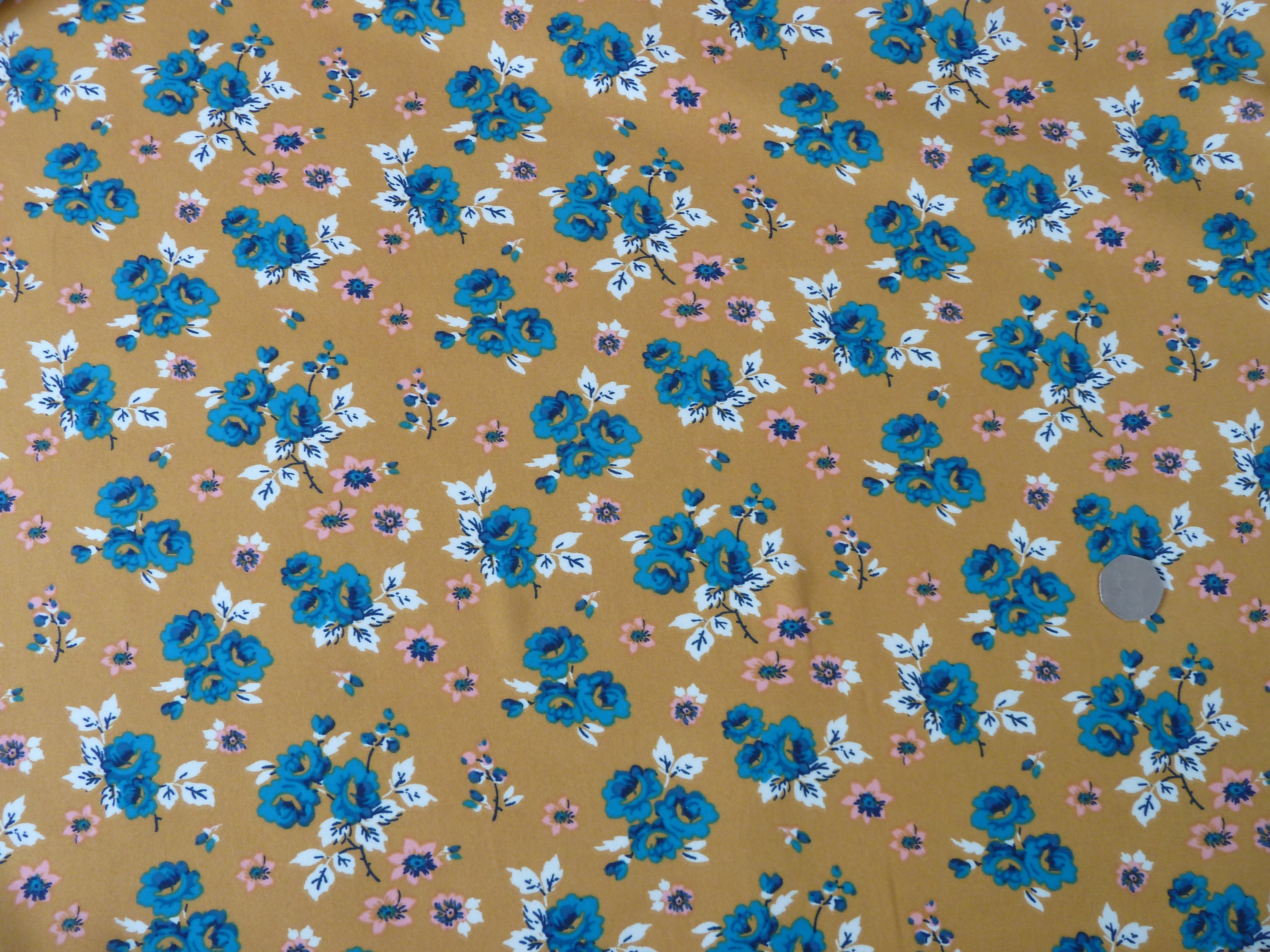 Georgette Dress Fabric Abstract Brush Strokes Print Blue /& Burnt Orange