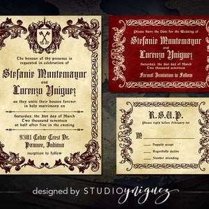 Medieval Wedding Printable Invitation Suite, Renaissance Printable Wedding Invitation Set, Digital Wedding Invitation Suite