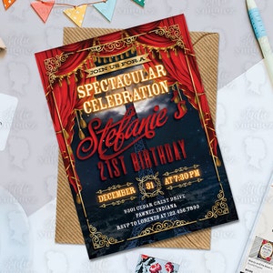 Burlesque Birthday Printable Invitation, Parisian Themed Birthday Invitation, Paris Burlesque Printable Birthday Invitation, Digital File