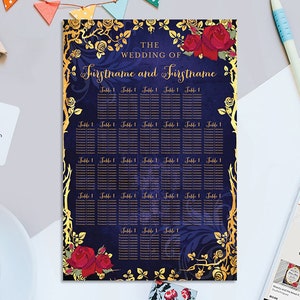 Beauty and the Beast Fairy Tale Printable 24" x 36" Seating Chart, Custom Seating Chart, Seating Chart Printable, Digital PDF Only