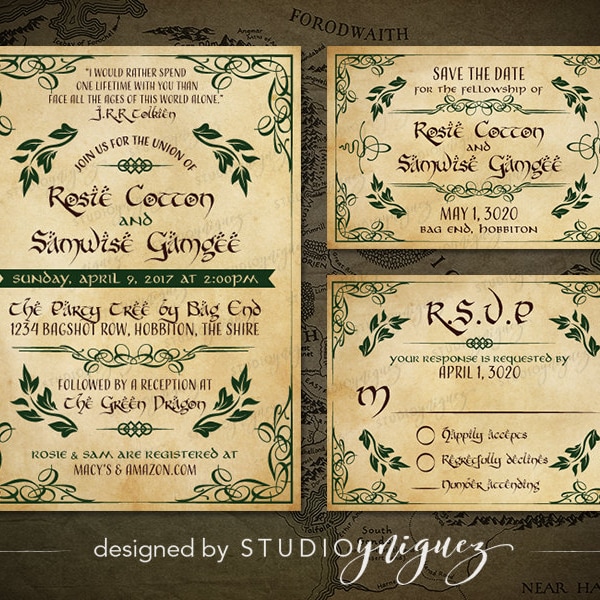 Fantasy Wedding Printable Invitation Suite, Woodland Printable Invitation, Storybook Printable Save the Date, Printable Response Card