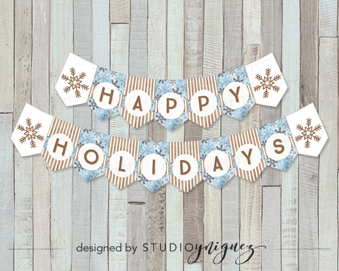 Happy Holidays Printable Banner Christmas Printable Banner - Etsy