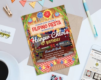 Filipino Fiesta Theme Printable Invitation, Printable 5" x 7" Party Invitation, Filipino Invitation, Filipino Fiesta Invitation