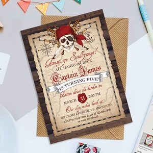 Invitation imprimable d'anniversaire de pirate, invitation imprimable d'anniversaire de pirate 5" x 7", invitation imprimable personnalisée de pirate, invitation de carte de trésor