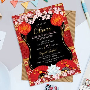 Red Egg Printable 5" x 7" Invitation, Red Egg and Ginger Printable Invitation, Red Egg and Ginger Party